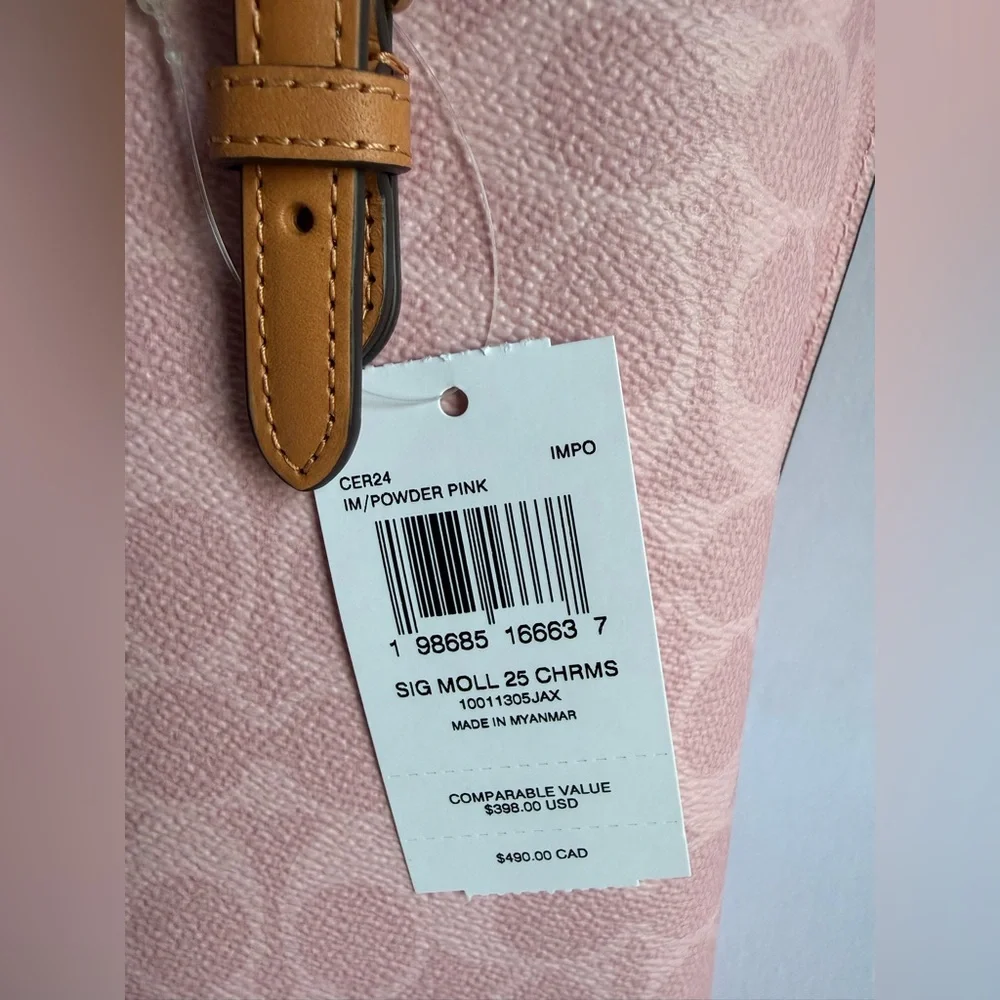 NWT Coach Mollie Tote 25 With Charms Crossbody Bag Gold/Powder pink  Top Handle